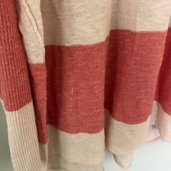 Free People FP Beach Womens Small Pink Oversized Linen Blend Henley Sweater - Picture 2 of 8